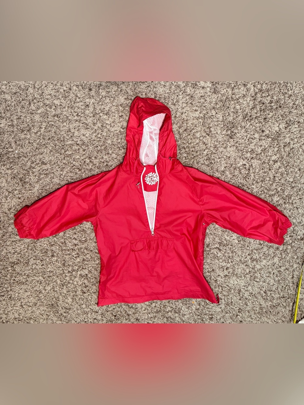 Eddie Bauer- Red Hooded Windbreaker Pullover (med)